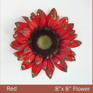 HANDMADE Glittery Artificial Sunflowers Red Autumn/Fall DECOR